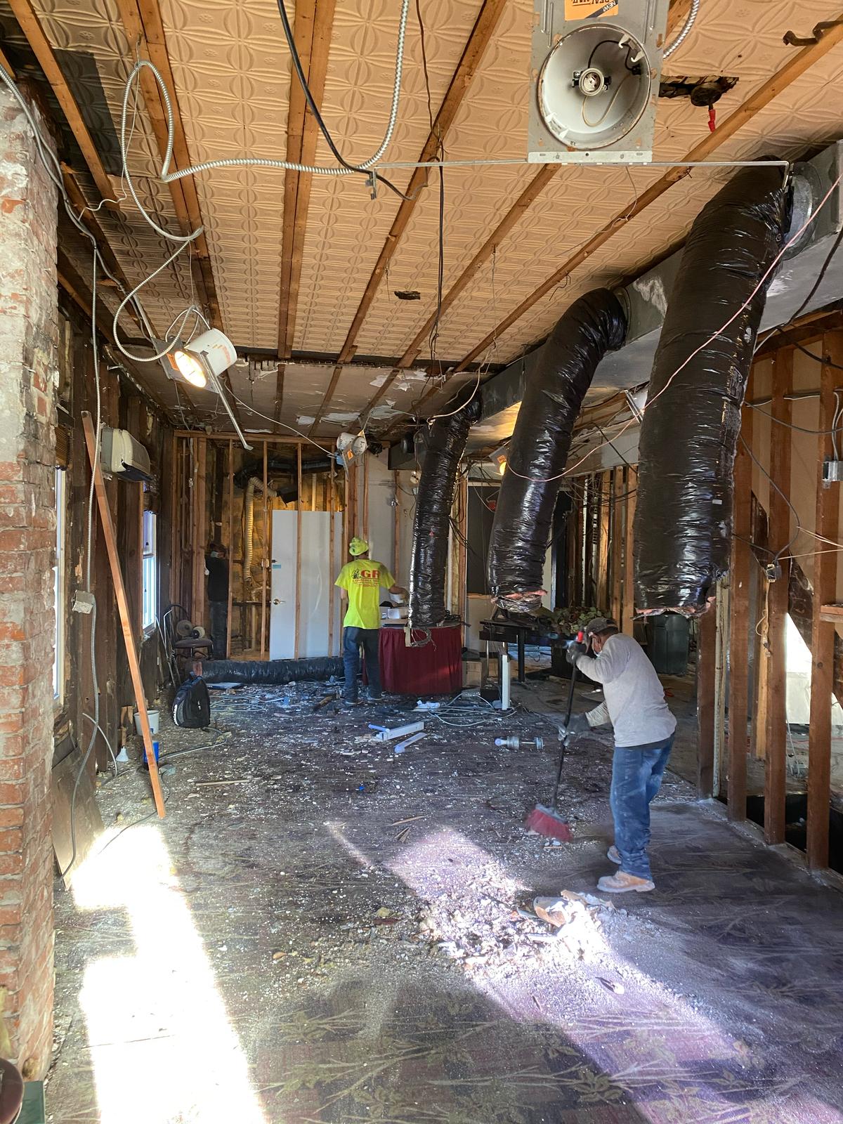 Skilled craftsman installing bathroom tile