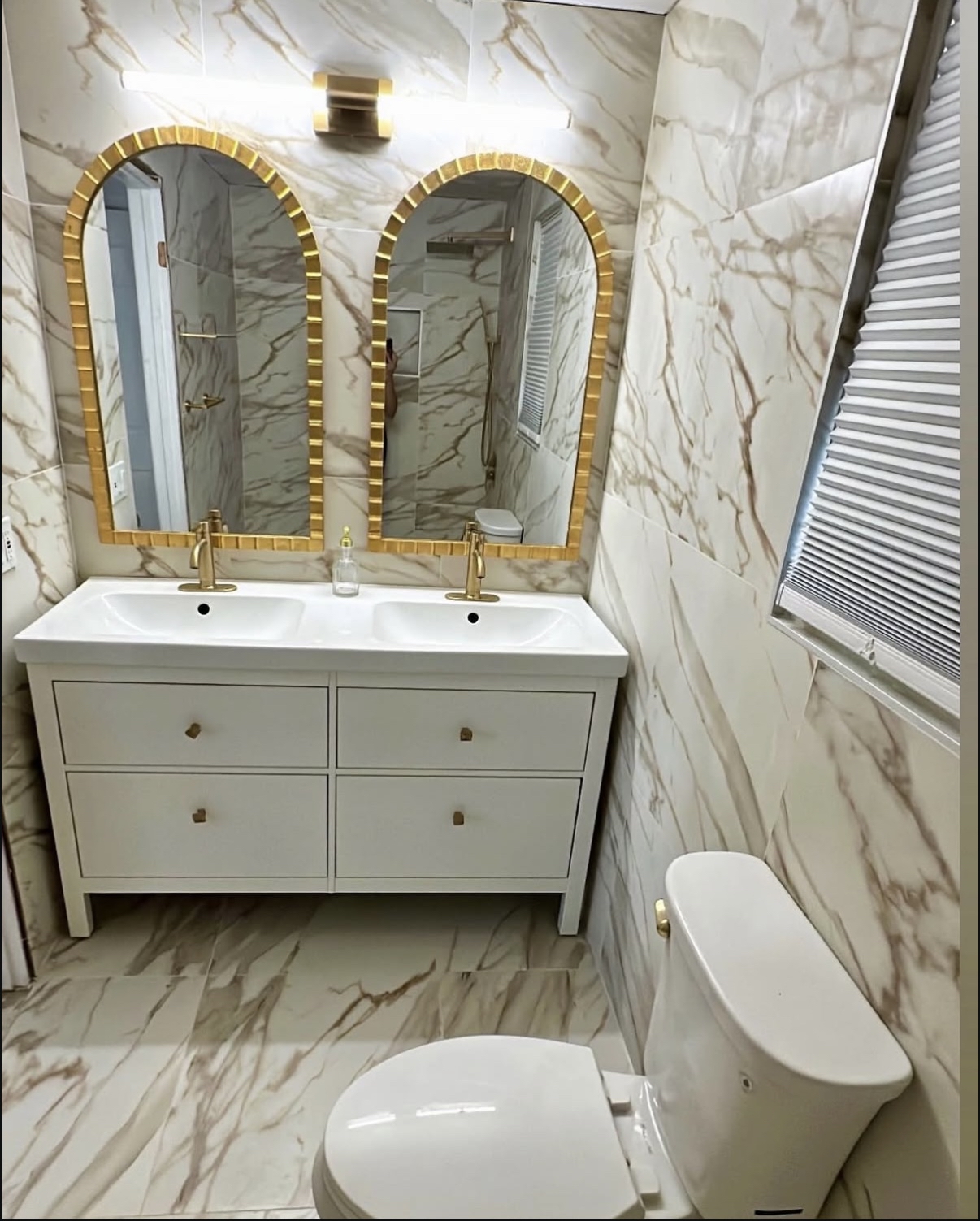 Modern bathroom renovation with walk-in shower and freestanding tub